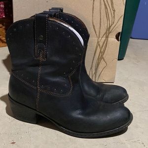 Born Leather Ankle Cowgirl Boots